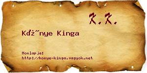 Könye Kinga névjegykártya
